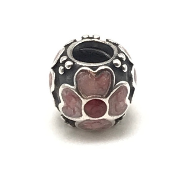 Pandora Pink Enamel Daisy Flower 3 Sided Retired Bead Charm - Picture 3 of 5